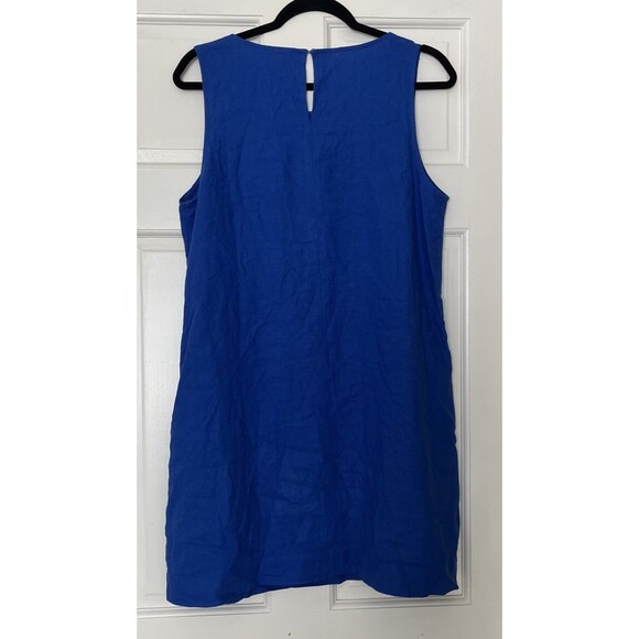 J.Crew Linen Blend Shift Dress 8 Cobalt Blue Sleeveless Coastal Lagenlook Preppy - Picture 5 of 7